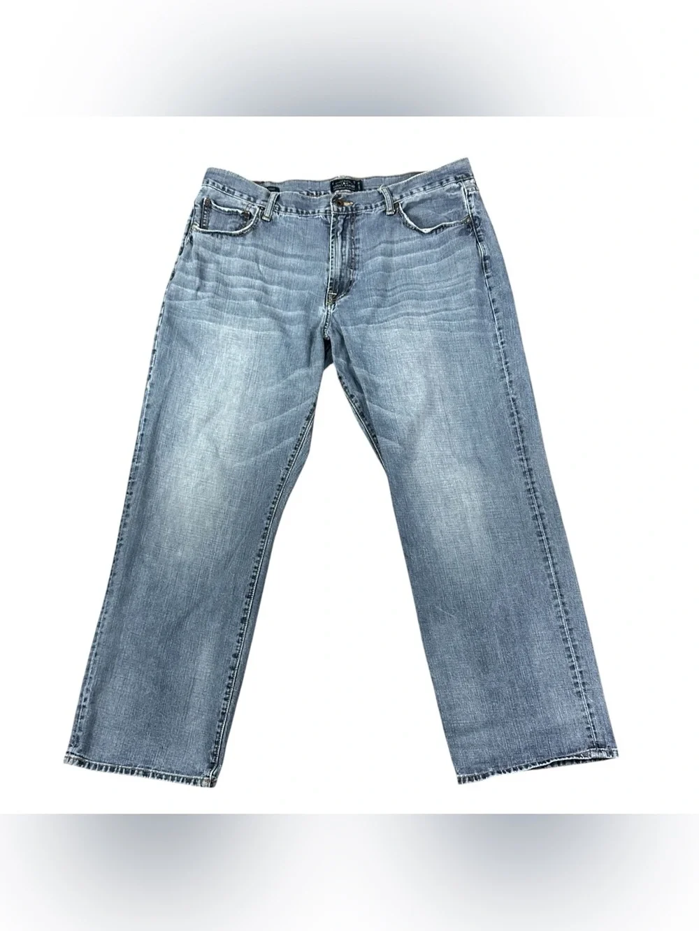 Lucky Brand 181 Relaxed Straight Jeans Men’s 32 Light Wash Distressed Denim